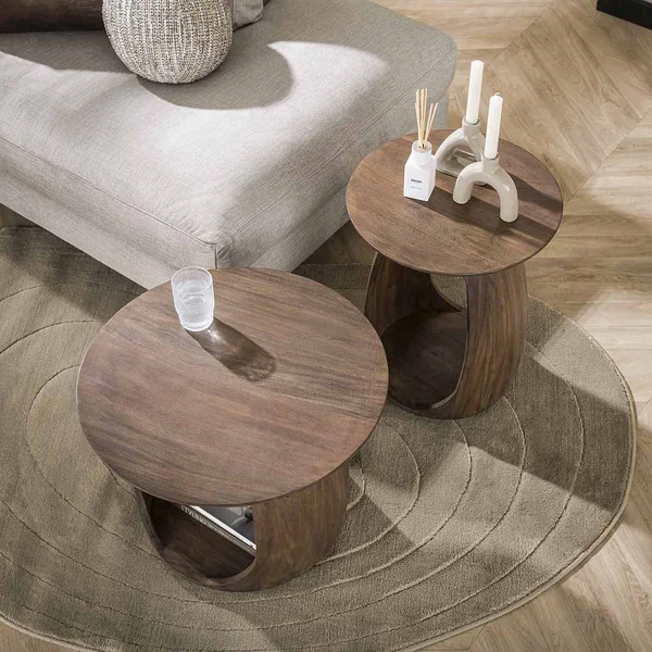 Table basse style nature H 46 cm en acacia massif marron Haron