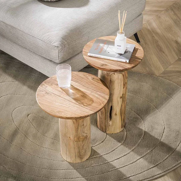 Table basse style nature H 55 cm en acacia massif naturel Idylle