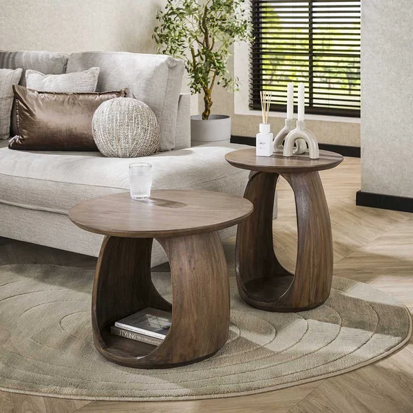 Table basse style nature H 56 cm en acacia massif marron Haron