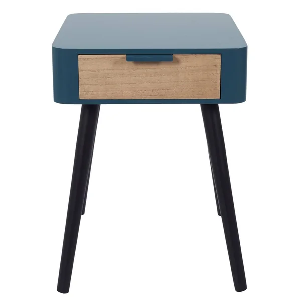 Table de chevet bicolore, 1 tiroir, bleu