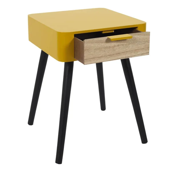 Table de chevet bicolore, 1 tiroir, jaune