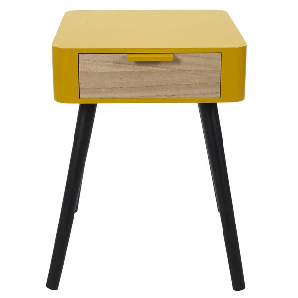Table de chevet bicolore, 1 tiroir, jaune