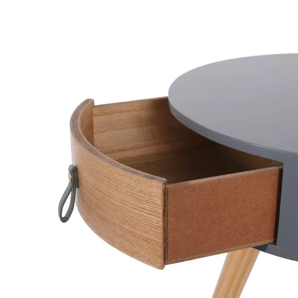 Table de chevet ronde bicolore TIHAME - 1 tiroir, gris