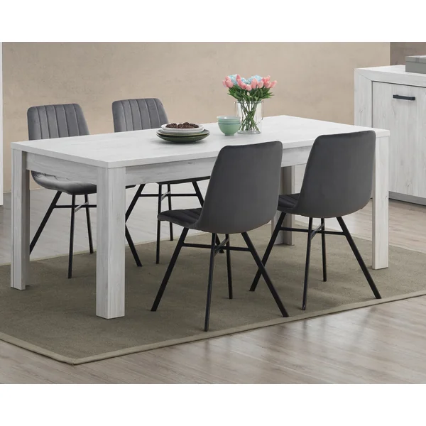 Table de salle à manger contemporaine chêne blanc Curtis