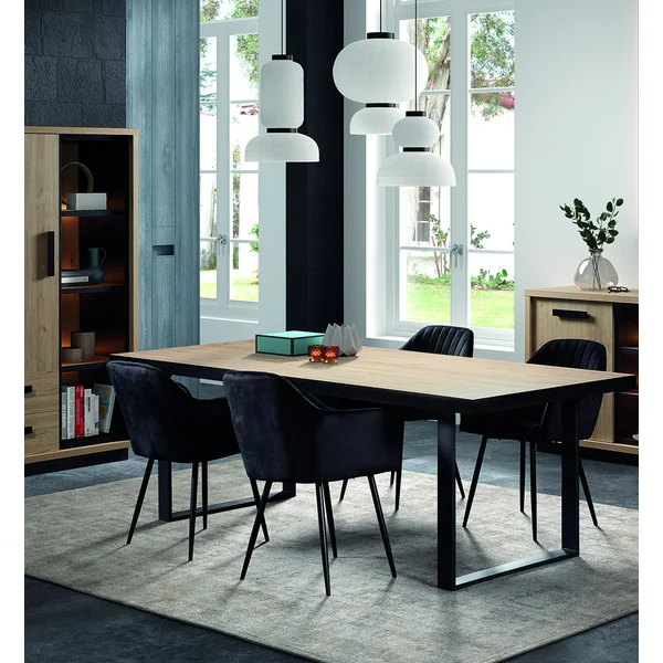 Table de salle à manger contemporaine chêne clair Tiffanie