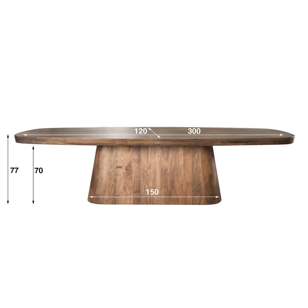 Table de salle à manger en acacia massif finition marron Eolane
