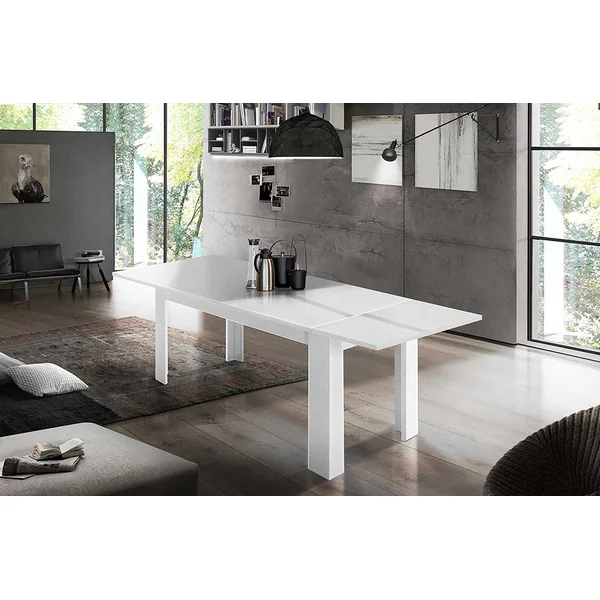 Table de salle à manger extensible 140 cm blanc laqué Jessica