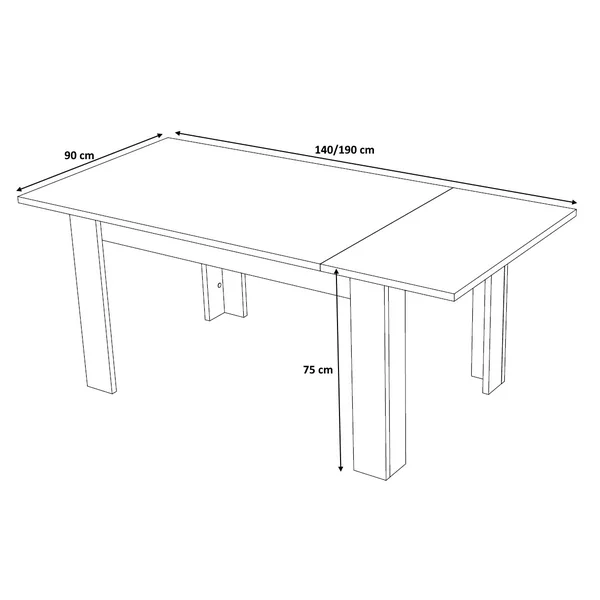 Table de salle à manger extensible 140 cm ciment brut Jessica