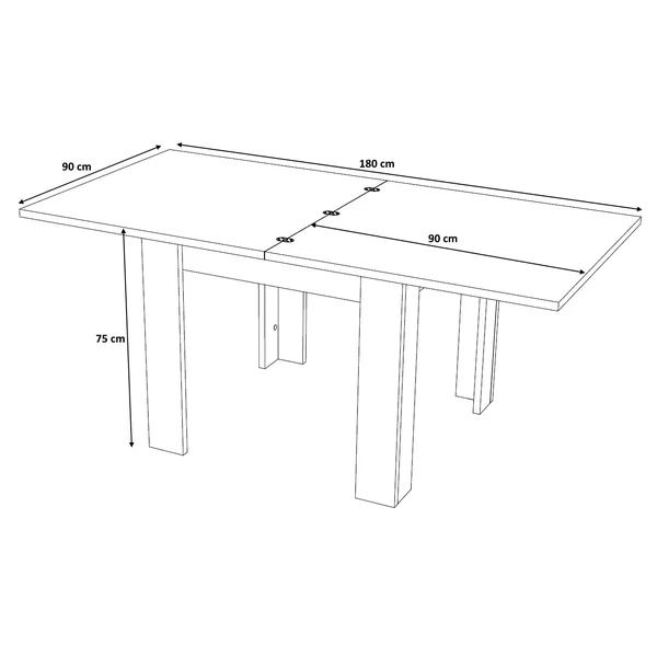 Table de salle à manger extensible 90 cm pin blanc Jessica