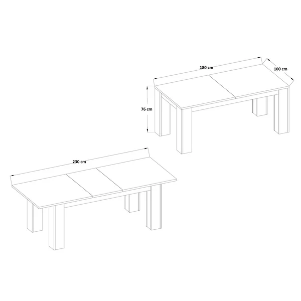 Table de salle à manger extensible contemporaine coloris chêne Nixon