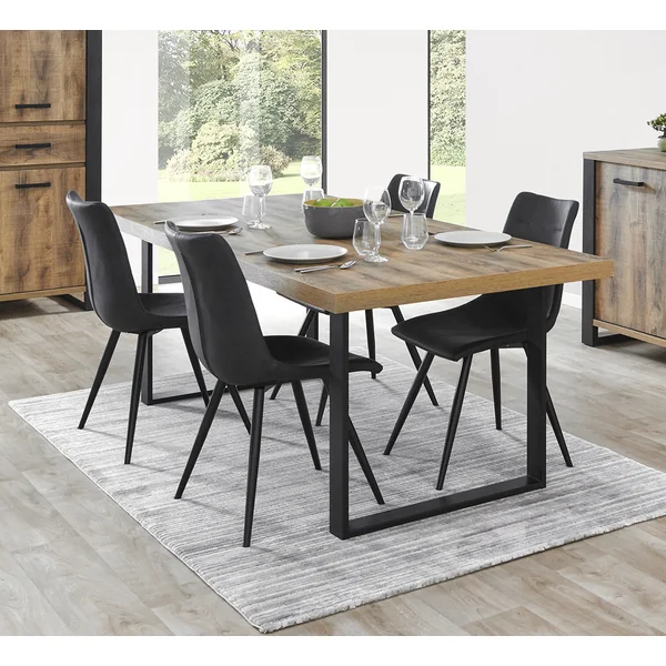 Table de salle à manger industrielle chêne/noir