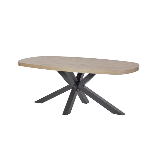 Table de salle à manger ovale contemporaine chêne clair Henrik