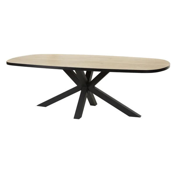 Table de salle à manger ovale style rustique coloris chêne Perrine
