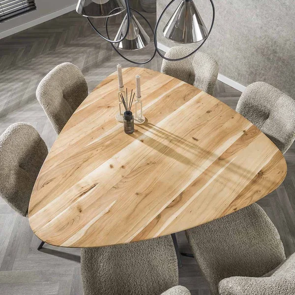 Table de salle à manger triangulaire en acacia massif Dauphine