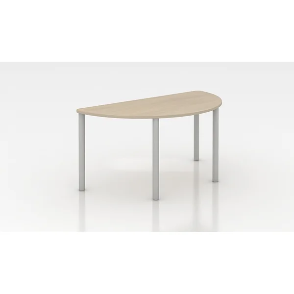 Table d'extension demi-ronde réglable en hauteur métal argenté et bois chêne moyen Dallas I