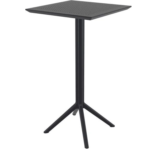 Table haute de brasserie carrée rabattable en résine noir Kris (lot de2)