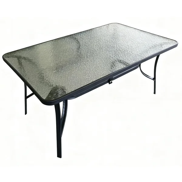 TABLE JARDIN CARREE VERRE TREMPE 150X90X71CM