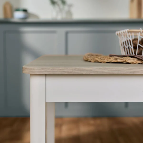 Table à manger carrée décor bois et blanc 2 à 4 personnes Adeline