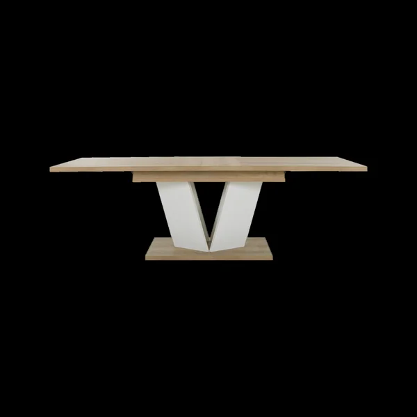 Table à manger rectangulaire extensible décor bois et blanc 8 à 10 personnes Gustave