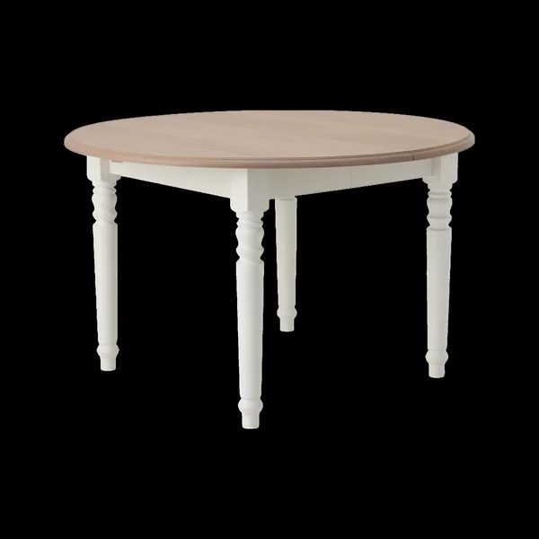 Table à manger ronde extensible blanc et bois 4 à 8 personnes Apolline