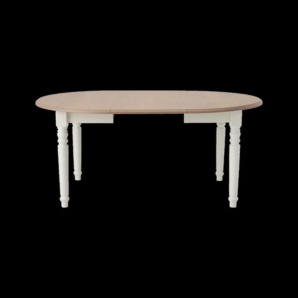 Table à manger ronde extensible blanc et bois 4 à 8 personnes Apolline
