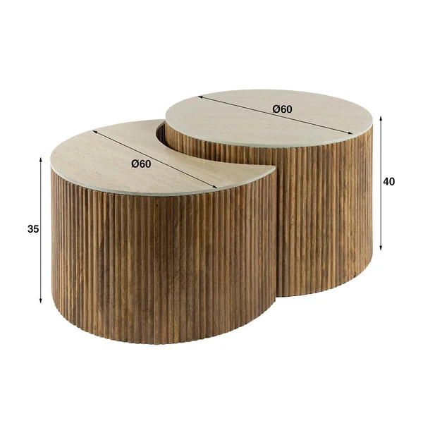 Tables basses en bois de manguier massif Novo (lot de 2)