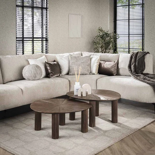 Tables basses en teck massif marron Mylane (lot de 2)