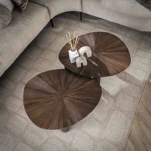 Tables basses en teck massif marron Mylane (lot de 2)