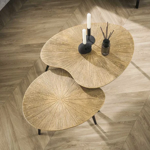Tables basses style industriel en métal bronze/doré Rayna 2 (lot de 2)