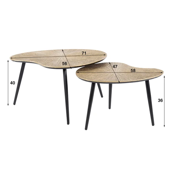 Tables basses style industriel en métal bronze/doré Rayna 2 (lot de 2)
