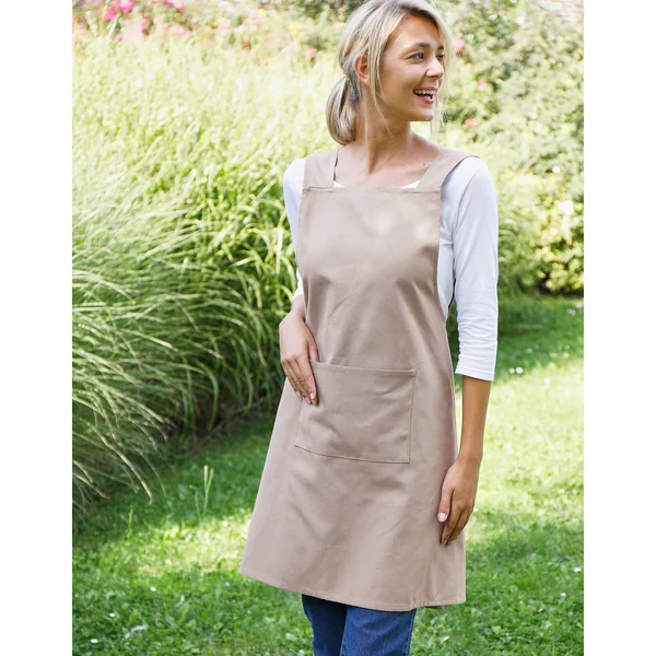 Tablier de cuisine japonais coton, taupe