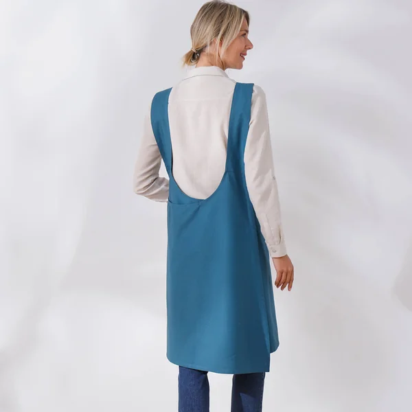 Tablier de cuisine japonais coton uni personnalisable, bleu