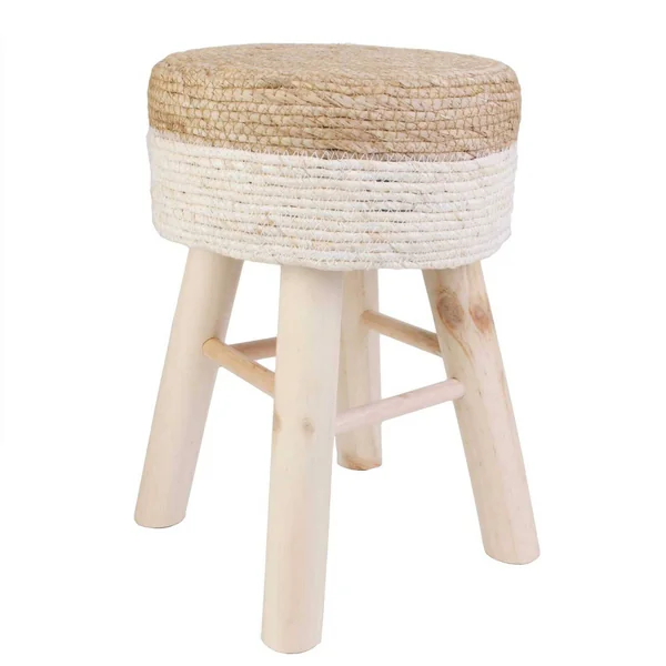 Tabouret avec assise bicolore tressée , naturel