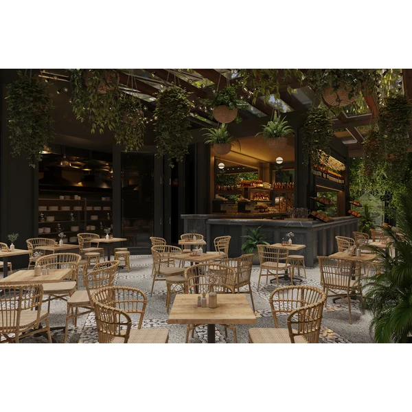 Tabouret de bistrot empilable d'extérieur en rotin Britney