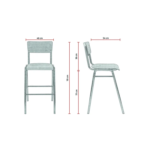 Tabouret de bistrot métal et bois Angelus