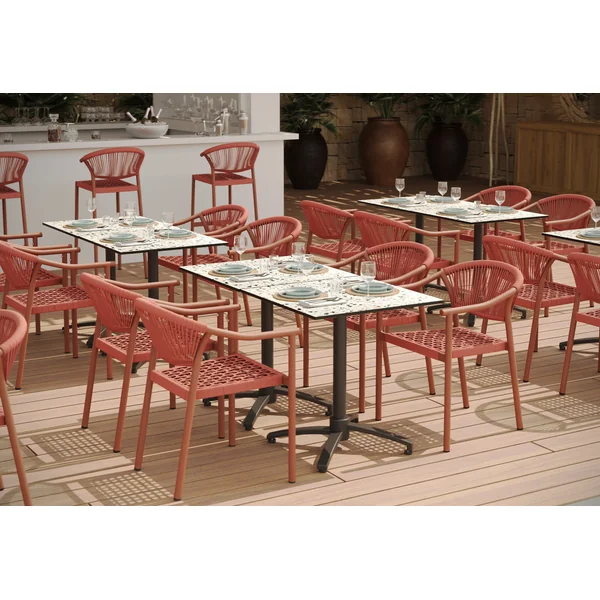 Tabouret de terrasse d'extérieur en tressage cordé Davida