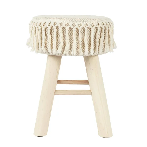 Tabouret en bois, assise tressée, naturel