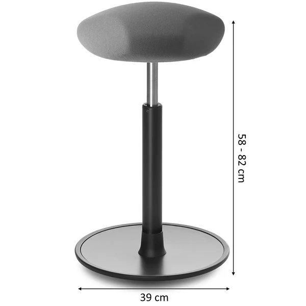 Tabouret ergonomique réglable en hauteur assise en tissu gris Elsa
