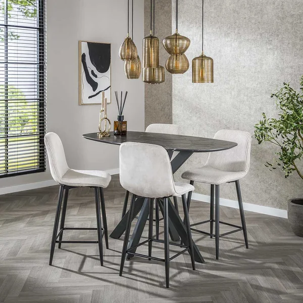 Tabourets de bar modernes en velours côtelé Coline (lot de 2)