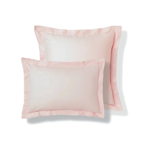Taie d'oreiller coton, personnalisable , rose poudré