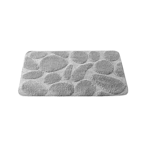 Tapis de bain motif galets, gris