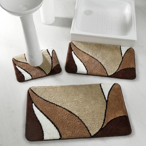 Tapis de bain motif végétal, marron