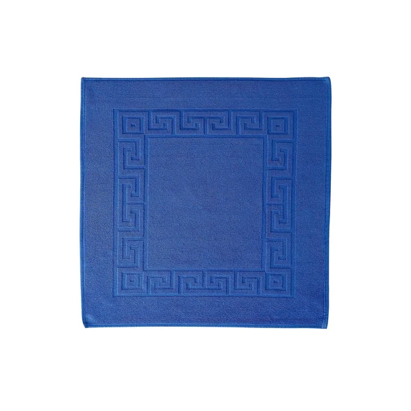 Tapis de bain éponge liteau motif frise grecque, bleu dur