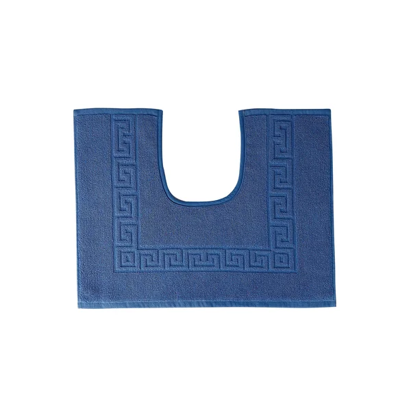 Tapis de bain éponge liteau motif frise grecque, bleu dur