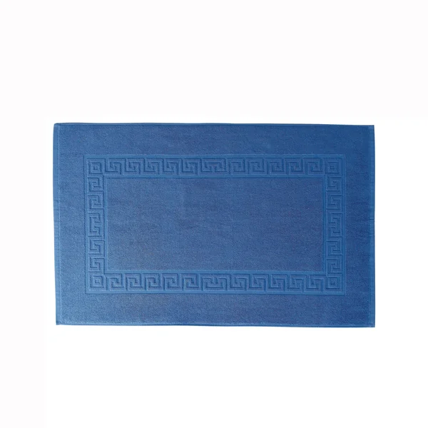 Tapis de bain éponge liteau motif frise grecque, bleu dur