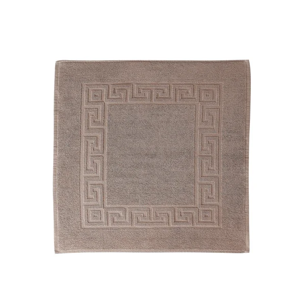 Tapis de bain éponge liteau motif frise grecque, taupe