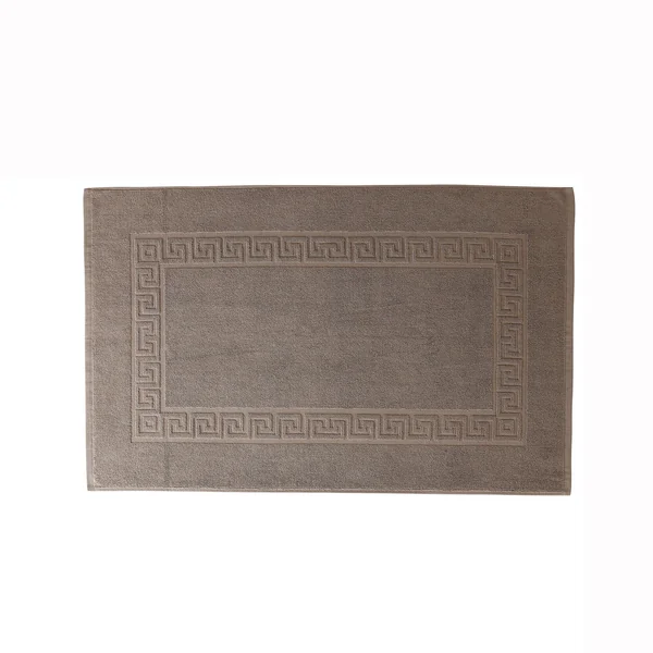 Tapis de bain éponge liteau motif frise grecque, taupe