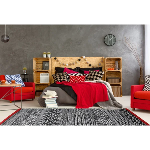 Tapis ethnique pour chambre rouge doux Spectre