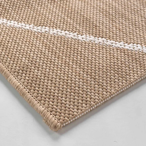 Tapis rectangulaire, tissage motif losanges, naturel