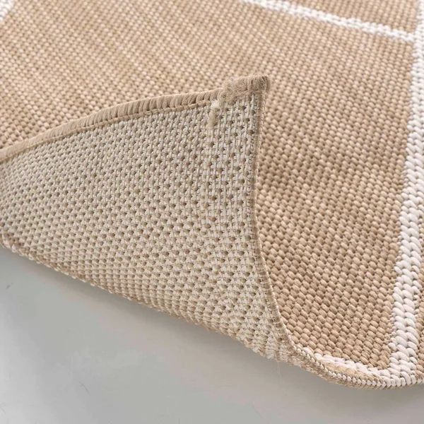 Tapis rectangulaire, tissage motif losanges, naturel